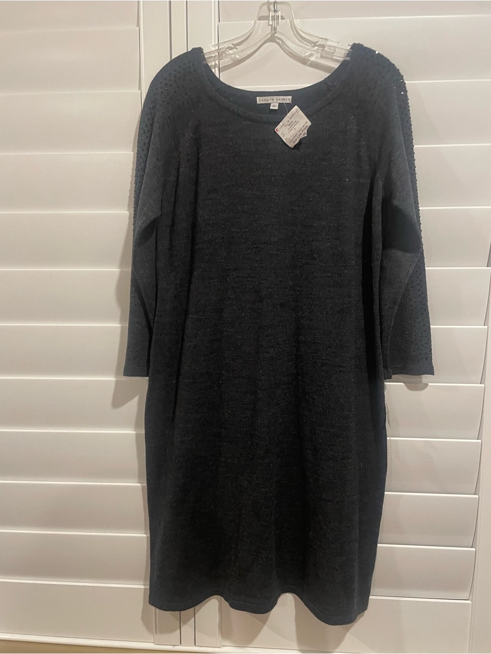 Sandra Darren Black Long Sleeve Knit Dress